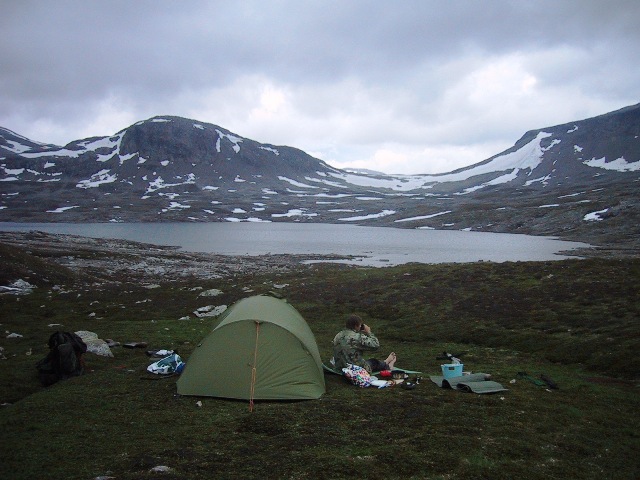 Teltplass ved vre Biseggvann i Brgefjell